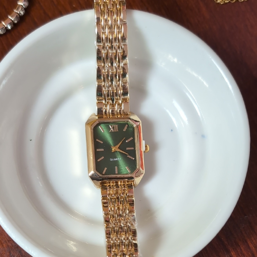 Gold Green face ladies watch